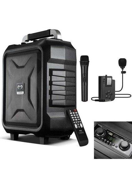 Magicvoice MV-2015 Usb-Sd-Bt 1 El + 1 Yaka Mikrofonlu 300W Taşınabilir Şarjlı Hoparlör Anfi fiyatları