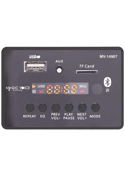 Magicvoice MV-14907 Usb-Sd-Aux-Bluetooth Mikrofonlu Kumandalı Ekranlı Oto Teyp Çevirici Dijital Player Board