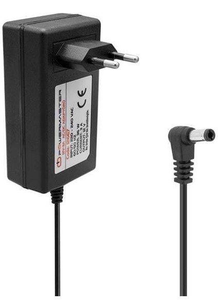 Powermaster PM-12667 12 Volt - 3 Amper 5.5*2.5 mm Uçlu Plastik Kasa Priz Tipi Adaptör