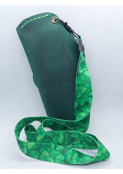 Hakiki Deri El Yapımı Yeşil Kadın Gözlük Kabı ve Askısı fiyatları
