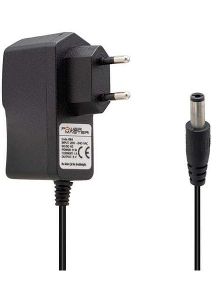 Powermaster PM-8114 9 Volt - 1 Amper 5.5*2.5 mm Uçlu Priz Tipi Adaptör