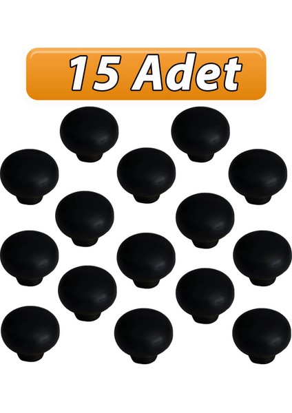 15 Adet Petunya Kulp Siyah Polimer Düğme Kulp Mantar Mobilya Mutfak Dolabı Çekmece Kulbu Kulpları fiyatları