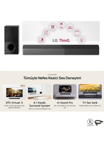 Ev Sinema Sistemi & Soundbar Dts Virtual: x 600W Yüksek Ses ve Kalite, 4.1 Kanal Sinema Deneyimi, Kablosuz Bluetooth Optik, HDMI ve USB Ses Sistemi