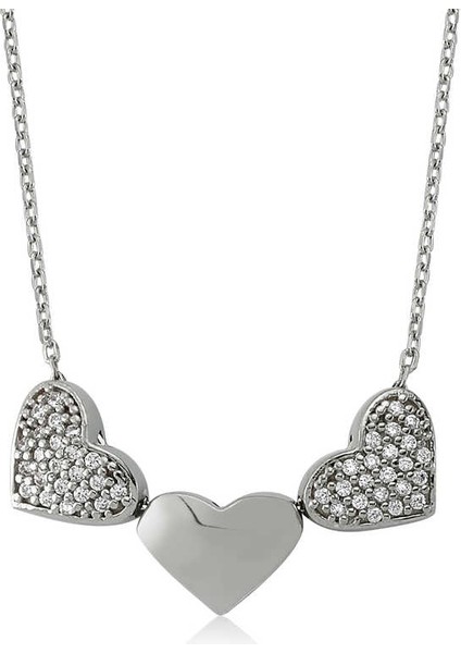 Gümüş 3 Kalpli Kolye