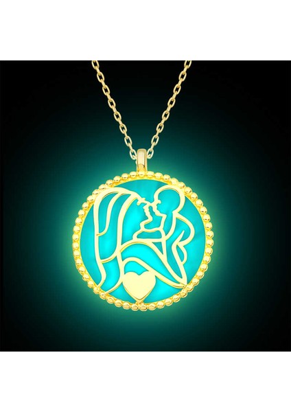 Gümüş Fosforlu Gold Anne Çocuk Sevgisi Kadın Kolye