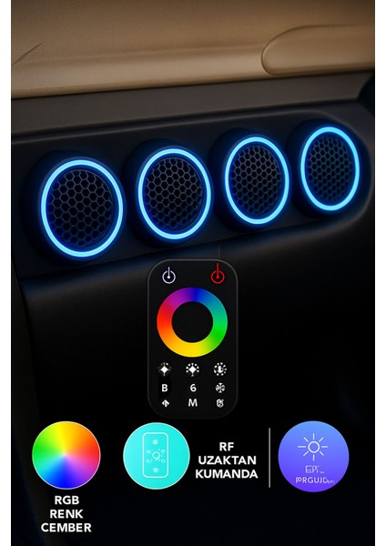 Dokunmatik Kumandalı 20 cm Neon Işıklı Midrange Hoparlör Kapağı 2 Takım 4 Adet