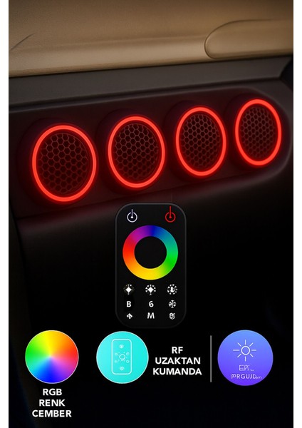 Dokunmatik Kumandalı 20 cm Neon Işıklı Midrange Hoparlör Kapağı 2 Takım 4 Adet fiyatları