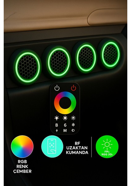 Dokunmatik Kumandalı 20 cm Neon Işıklı Midrange Hoparlör Kapağı 2 Takım 4 Adet modelleri