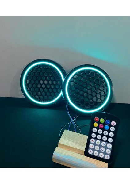 1 Takım 16 cm (2 Adet) Noen Rgb LED Midrange Kapağı Işıklı Midrange Hoparlör Kapağı Kumanda Adaptör