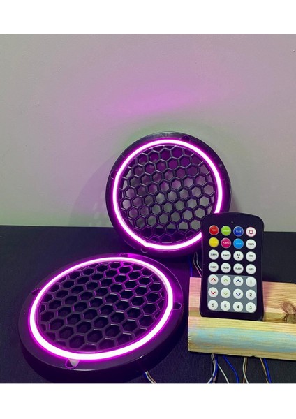 1 Takım 16 cm (2 Adet) Noen Rgb LED Midrange Kapağı Işıklı Midrange Hoparlör Kapağı Kumanda Adaptör fiyatları