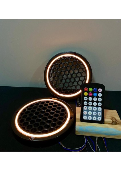 1 Takım 16 cm (2 Adet) Noen Rgb LED Midrange Kapağı Işıklı Midrange Hoparlör Kapağı Kumanda Adaptör modelleri