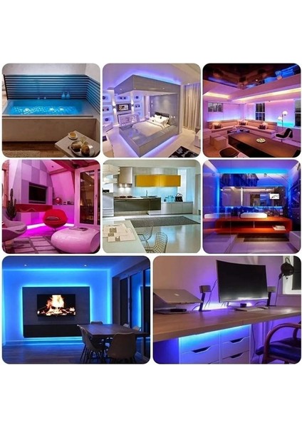 Rgb 5metre Şerit LED Kumandalı Trafolu Rgb Şerit Işık Aydınlatma Parti LED modelleri