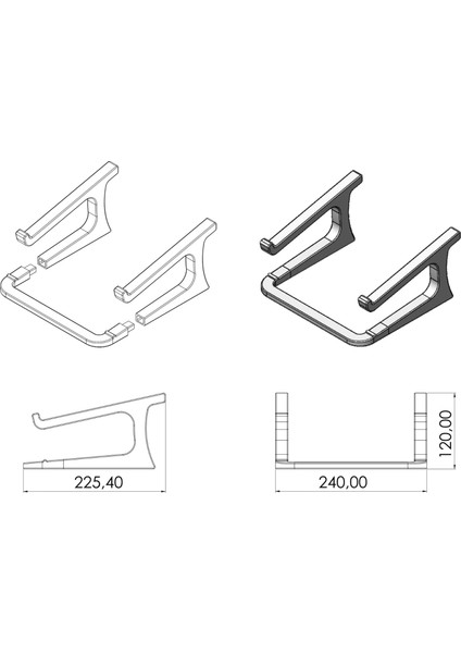 - Notebook Laptop Standı - Model No : 2 - Laptop Notebook Yükseltici - Siyah Renkli - Taşınabilir & Basit & Ergonomik modelleri