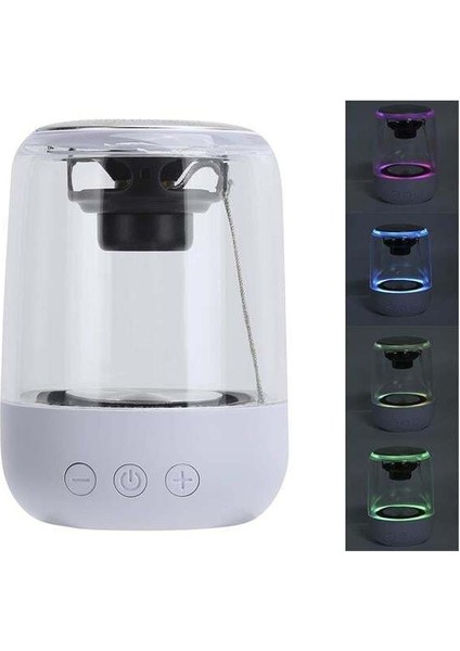 MagicVoice MV-24696 600 Mah Taşınabilir RGB Mikrofonlu Aux-TF-Bluetooth 3 Watt Hoparlör (Beyaz)