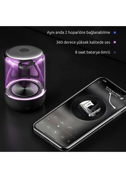 MagicVoice MV-24696 600 Mah Taşınabilir RGB Mikrofonlu Aux-TF-Bluetooth 3 Watt Hoparlör (Beyaz) fırsatları