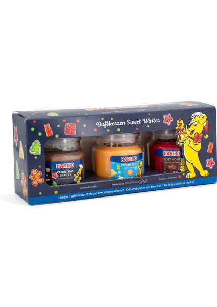 3'lü Kokulu Mum Seti Haribo Tatlı Kış - Noel Fırını, Kış Eğlencesi, Rahat Ev