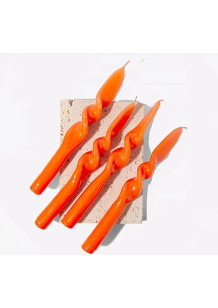 Turuncu Burgu Şamdan Mum 4 Adet 24CM