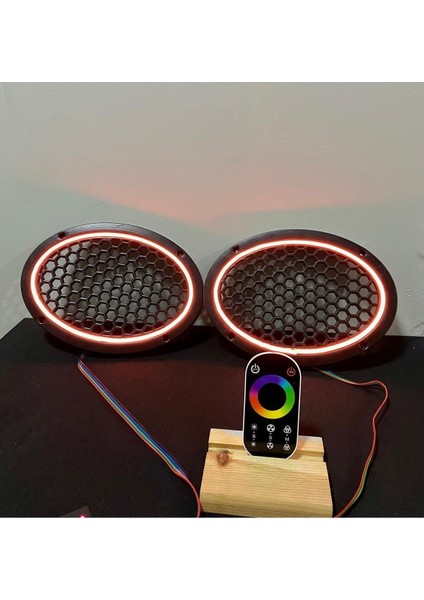 Dokunmatik Kumandalı Neon Işıklı Oval Hoparlör Kapağı 1 Takım (2 Adet) 6x9 fiyatları