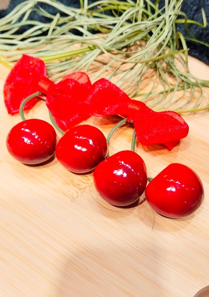 Maşalı Lüks Kırmızı Kiraz Toka