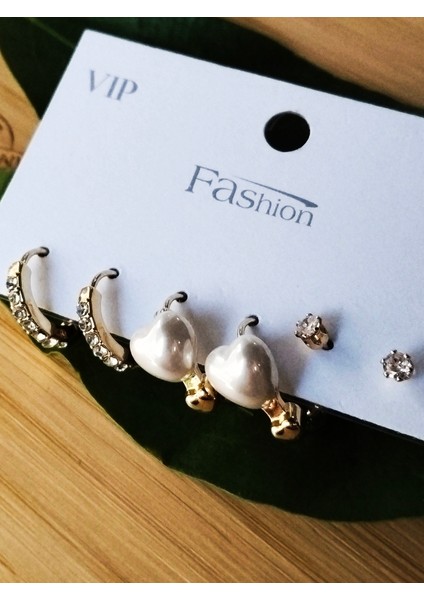 Gold Renk Lüks Gösterişli Figürlü Üçlü Küpe fiyatları