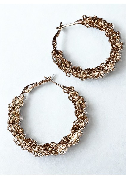 Lüks Figürlü Gold Renk Halka Küpe