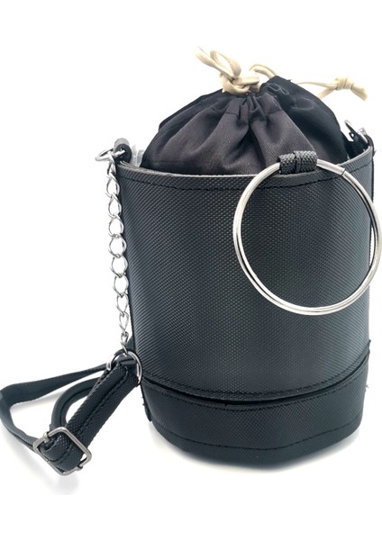 Patlı Kadın Silindir Siyah Çanta