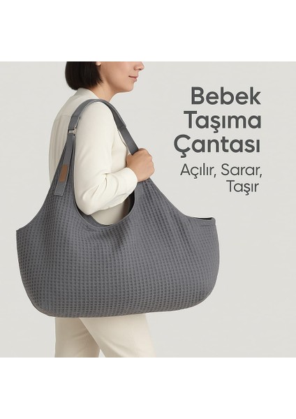 Pamuk Dış Yüzeyli Müslin Astar Bebek Taşıma Çantası