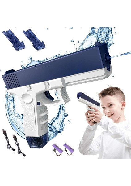 Elektrikli Otomatik Atış Yapan Çift Sarjörlü Glock Su Tabancası