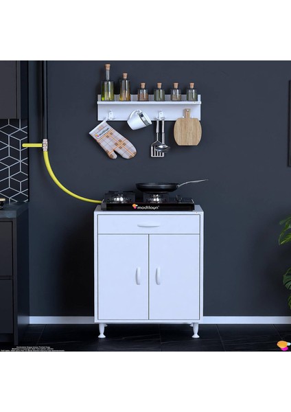 Birce M Set Ocak Altı Dolap 60X88X56 cm 2 Kapak 2 Göz Bölmeli Üst Asma Baharat Raflı modelleri