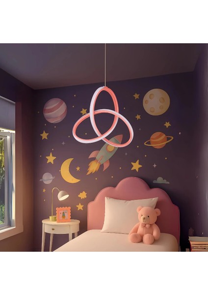Kleos Pembe Kasa Beyaz LED Işıklı Çocuk Odası Için Modern Ledavize