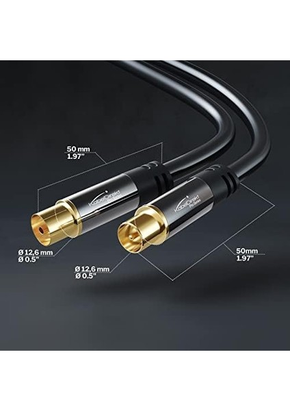 - 4k Anten Kablosu, Koaksiyel Kablolar - 2m - Dijital Ve Analog Tv Için Tv Kablosu, Metal Konnektörler - 0,5-20m Arasında Mevcut (Fişten Dişi Uca, Dvb-C/Dvb-T/Dvb-S Için, Siyah) modelleri