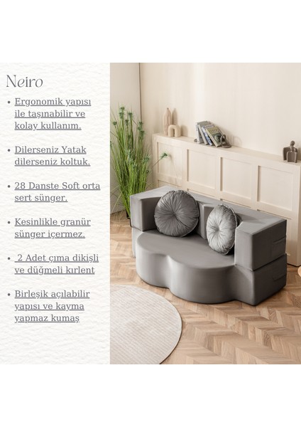 Neiro Çift Kişilik Koltuk & Yataklı & Açılabilen & Aktivite & Sünger & Modern Tv Koltuk