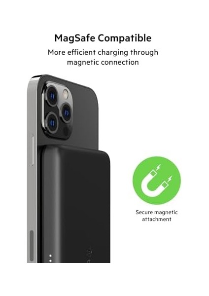Manyetik Kablosuz Güç Bankası 2.5k (Magsafe ile Uyumlu Taşınabilir Şarj Cihazı, 2500 Mah Küçük Kapasiteli Kompakt Mini Hızlı Şarj, Usb-C - Usb-C Kablosu Dahil) - Siyah fiyatları