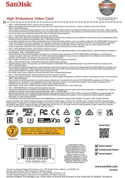 Çizgi Kamera ve Ev Izleme Sistemleri Için Adaptörlü 512GB Yüksek Dayanıklılık Video Microsdxc Kartı - C10, U3, V30, 4K Uhd, Micro Sd Kart - SDSQQNR-512G-GN6IA fiyatları