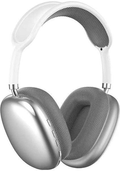 H9 Promax Airpods Max ile Uyumlu Kafa Bantı Sünger Koruyuculu Büyüklüğü Ayarlanabilen Dış Yüzeyi Parlak Kulak Üstü Bluetooth Kulaklık 5.3 Version Son Sürüm (Gümüş)