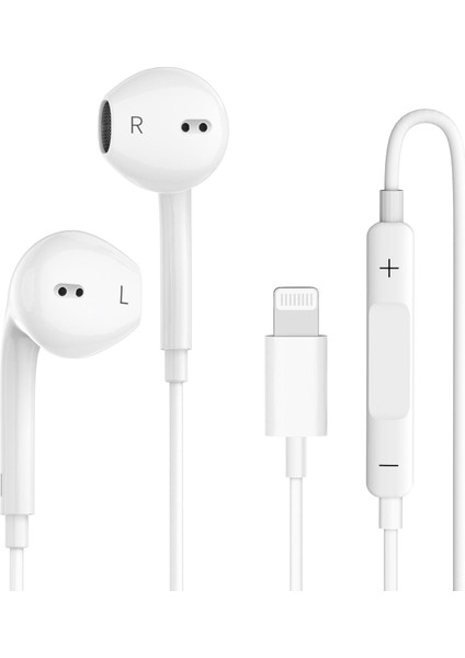 Yıldırım Konnektörlü iPhone Kulaklıkları Için Kablolu Kulaklıklar Tak ve Çalıştır Dahili Mikrofon ve Uzaktan Kumanda Kulaklıkları iPhone 14/13/12/11/xr/xs/x/8/se/pro/pro Max ile Uyumlu Tüm Ios