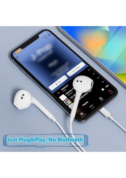 Yıldırım Konnektörlü iPhone Kulaklıkları Için Kablolu Kulaklıklar Tak ve Çalıştır Dahili Mikrofon ve Uzaktan Kumanda Kulaklıkları iPhone 14/13/12/11/xr/xs/x/8/se/pro/pro Max ile Uyumlu Tüm Ios modelleri