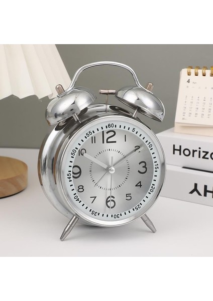 Akar Saniyeli Büyük Boy Nostaljik Analog Çalar Saat - Fosforlu Işıklı Alarmlı Yüksek Ses Hediyelik Saat Beyaz