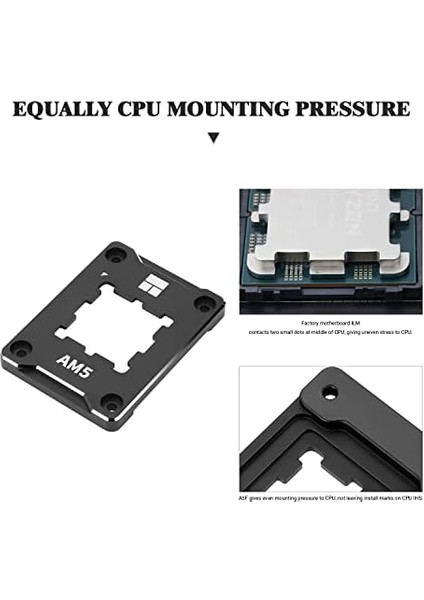 Asf-Siyah Am5 Cpu Tutucu, Düzeltici Bükülme Önleyici Sabitleme Çerçevesi, Am5 Tam Fit Sabit Işaretsiz Montaj, Am5 Bükülme Önleyici Kontak Çerçevesi, Cpu Soğutucu Standardı modelleri