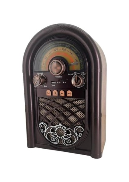 Retro Radyo Taşınabilir Bluetooth Speaker ve Hoparlör Ahşap Kaplama Klasik Antika Tarzı Iç ve Dış Mekan Multiband USB Girişli Dekoratif Klasik Radyo R-1950-BTL (Koyu Kahverengi R-1950-BTL) modelleri