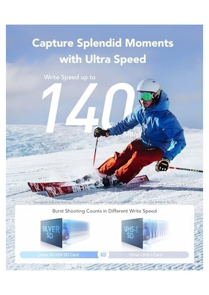 Profesyonel Sılver Sd Kart 256 Gb, 205 Mb/s'ye Kadar Okuma, 140MB/S Yazma, Sdxc Uhs-I Hafıza Kartı, Sınıf 10, U3, V30, Profesyonel Fotoğrafçılar Için Sd Kart, Videografçılar, Meraklılar fiyatları