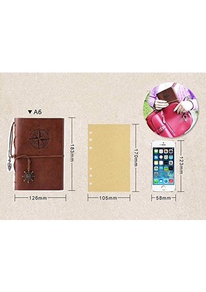 Vintage Doldurulabilir Notebook, Birinci Sınıf Pu-Deri Klasik Kabartmalı Trl Journal Günlük Boş Sayfa ve Retro Kolye Ucu modelleri