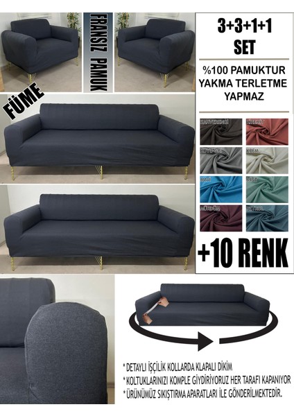 %100 Pamuk Fransız Kumaş 3+3+1+1 Komple Giydirme Kanepe&çekyat, Bohem, Porto, Vb Model Koltuk Kılıfı