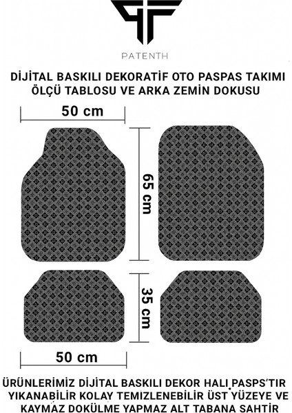 Desenli Dekoratif 4'lü Oto Paspas Takımı Tüm Araçlara Uygun Leke Tutmaz Makinede Yıkanabilir Universal Kalıp fırsatları