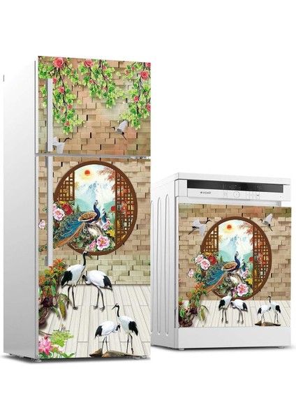 ve Bulaşık Makinası Beyaz Eşya Sticker Kaplama Leylekler