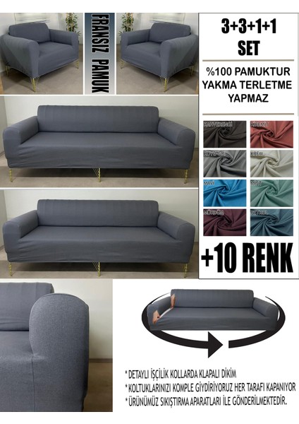 %100 Pamuk Fransız Kumaş 3+3+1+1 Komple Giydirme Kanepe&çekyat, Bohem, Porto, Vb Model Koltuk Kılıfı
