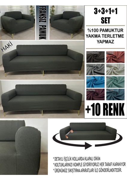 %100 Pamuk Fransız Kumaş 3+3+1+1 Komple Giydirme Kanepe&çekyat, Bohem, Porto, Vb Model Koltuk Kılıfı