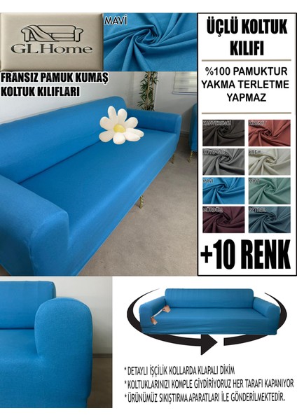 %100 Pamuk Fransız Kumaş 3 Lü Komple Giydirme Kanepe & Çekyat, Bohem, Porto, Vb. Model Koltuk Kılıfı