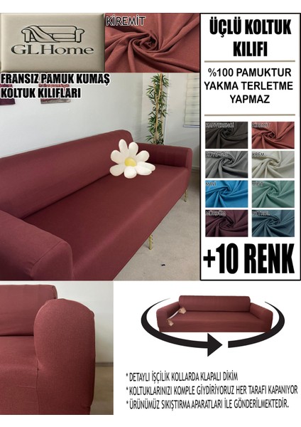 %100 Pamuk Fransız Kumaş 3 Lü Komple Giydirme Kanepe & Çekyat, Bohem, Porto, Vb. Model Koltuk Kılıfı
