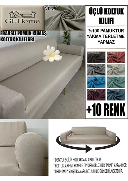 %100 Pamuk Fransız Kumaş 3 Lü Komple Giydirme Kanepe & Çekyat, Bohem, Porto, Vb. Model Koltuk Kılıfı